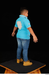 Whole Body Man White Casual Shirt Jeans Overweight Standing Studio photo references